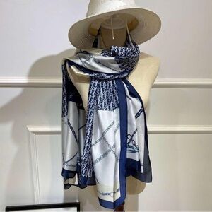 Elegant Navy and White Scarf
